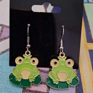 Frog on a Lilly Pad Earrings